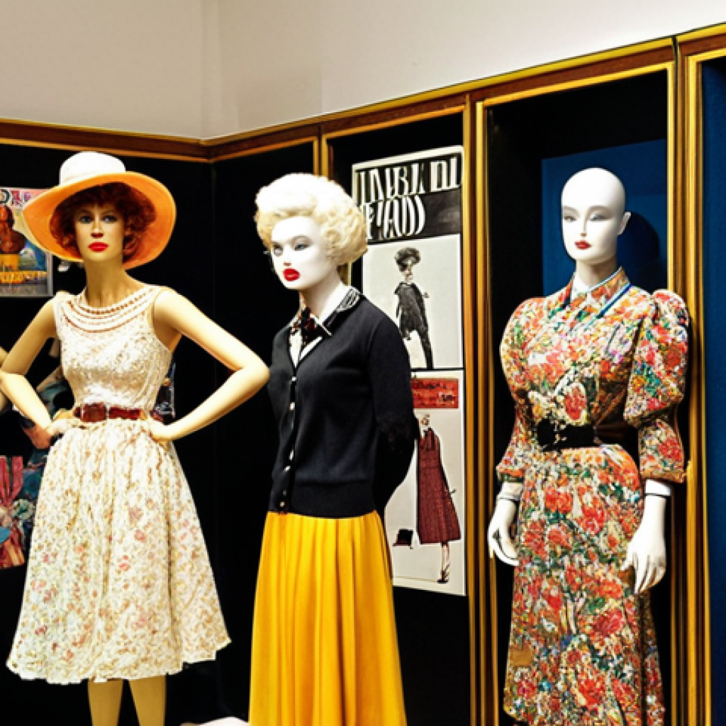 **

Vintage fashion showcase: A brightly lit display featuring carefully curated vintage clothing and accessories from the 80s and 90s. Focus on unique pieces, possibly with mannequins, emphasizing the nostalgic appeal and potential investment value of vintage fashion.  Incorporate elements like old magazines or period-specific decor to enhance the atmosphere.

**