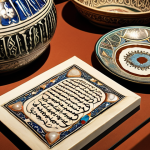 Ottoman Era Artifacts**

Prompt: "Close-up of intricately detailed Ottoman-era artifacts displayed in a well-lit museum setting. Focus on calligraphy, Iznik pottery, and inlaid mother-of-pearl details. Emphasize the craftsmanship and historical significance. Soft, diffused lighting to highlight textures."

**